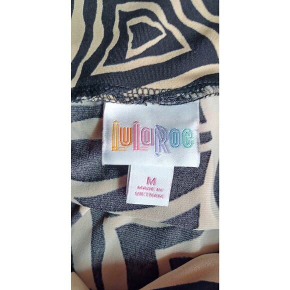 VTG LuLaRoe Maxi Skirt Black & Beige Abstract Print Fold-Over Waist Size Medium - Picture 5 of 6